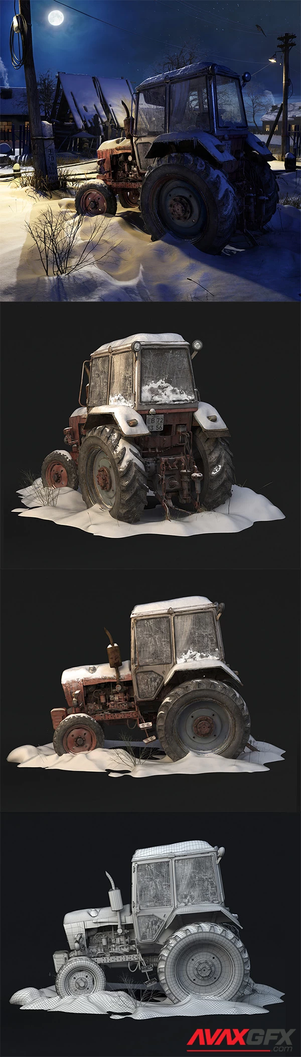 Old Tractor 3D Model