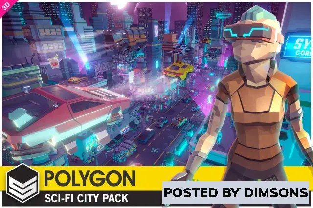 Unity 3D-Models POLYGON Sci-Fi City - Low Poly 3D Art by Synty v1.22