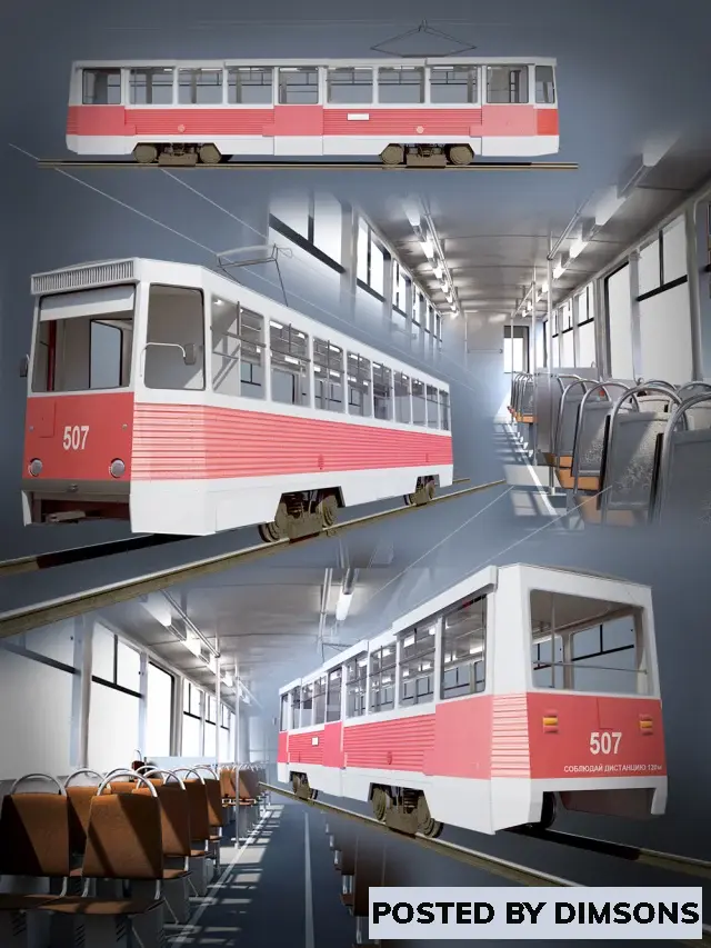 Trains Ppassenger tram 71-605 - 3D Model