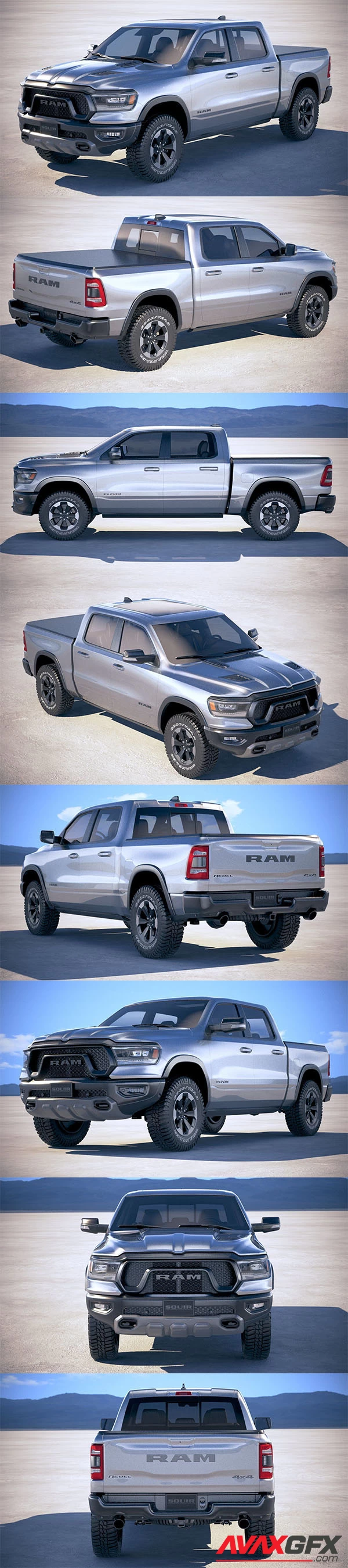 RAM 1500 Rebel Crew Cab 2019 3D Model