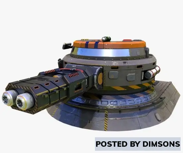 Military Sci-Fi heavy plasma turret - 3D Model