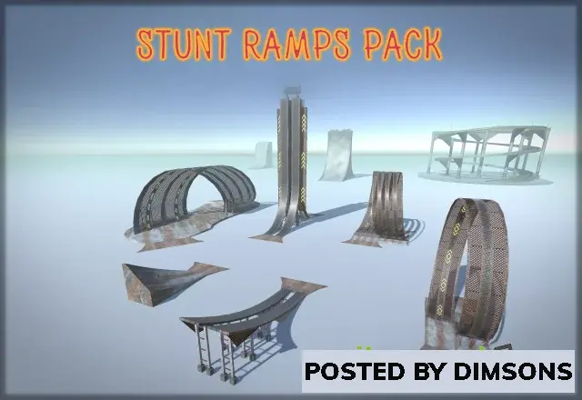Unity 3D-Models Stunt Race Track Ramp Pack v1.0
