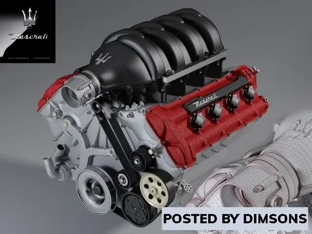 Vehicles, cars The Maserati Engine - 3D Model