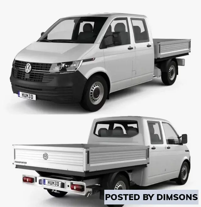 Vehicles, cars Volkswagen Transporter Double Cab Pickup 2019 - 3D Model