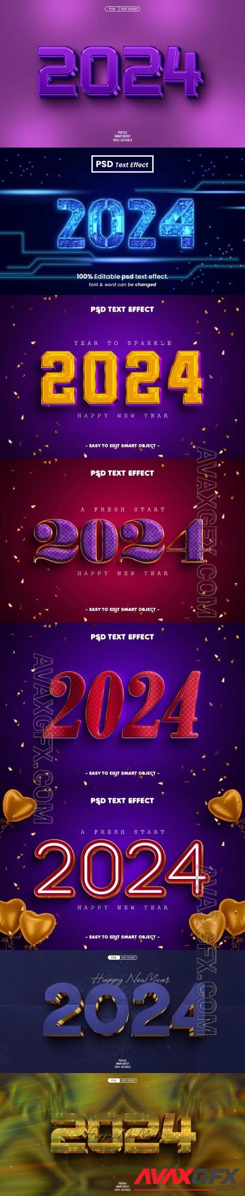 PSD new year 2024 3d editable text effect vol 9