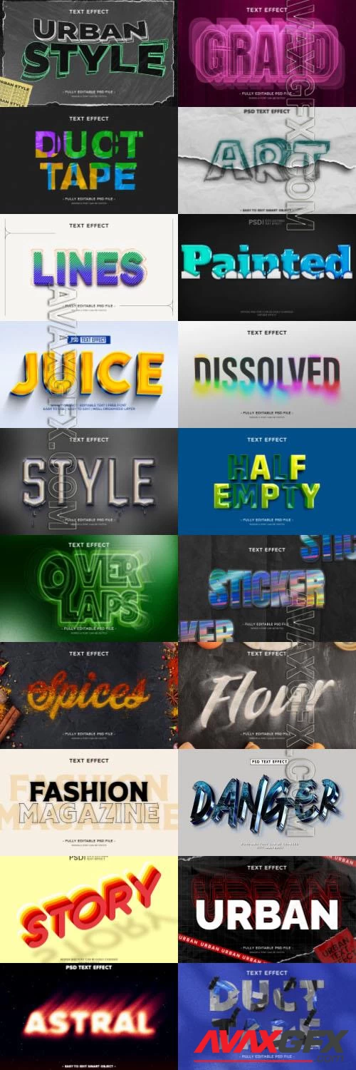 20 Psd style text effect editable set vol 69