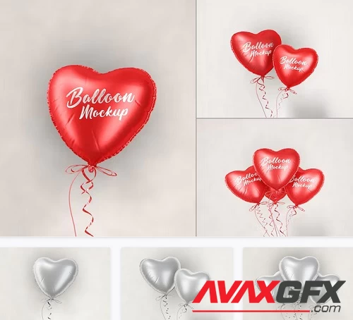 Floating Heart Foil Balloon Mockup Set - TRF859M