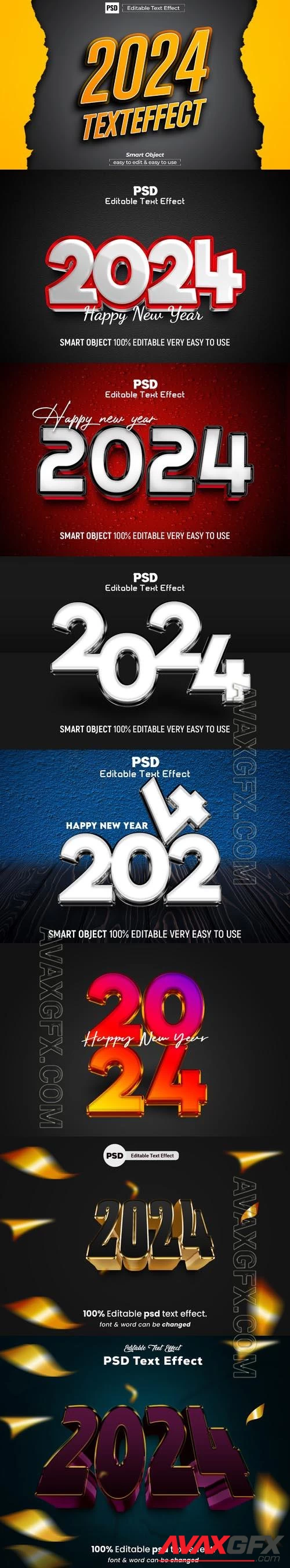 PSD new year 2024 3d editable text effect vol 4