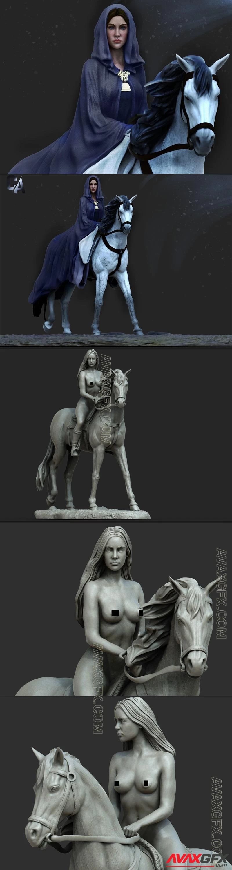 Ca 3d Studios - Arwen statue on horse Standart and NSFW Version
