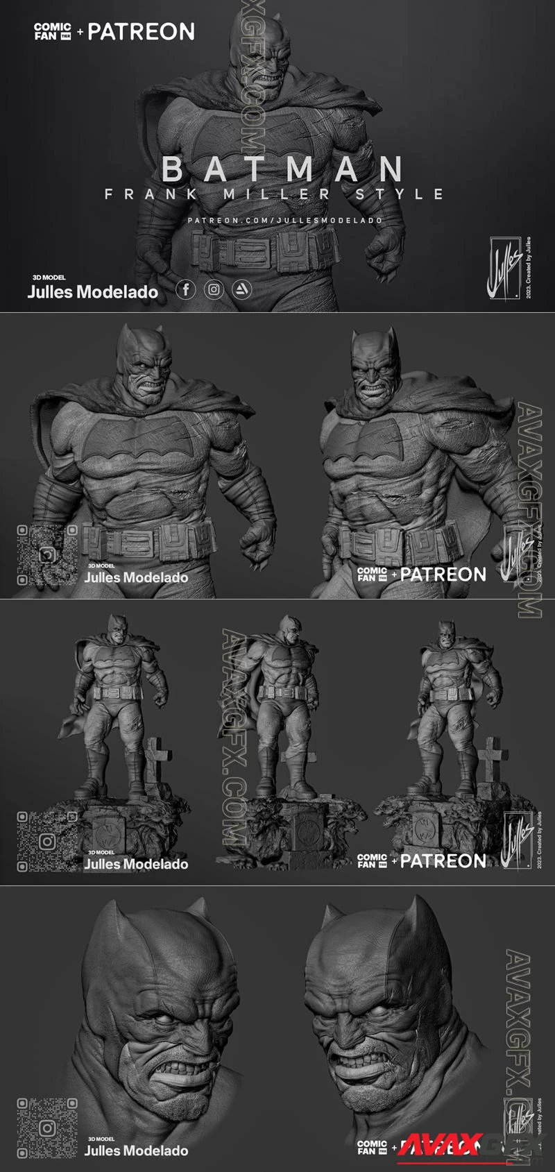 Julles Modelado - Batman Frank Miller Style - STL 3D Model