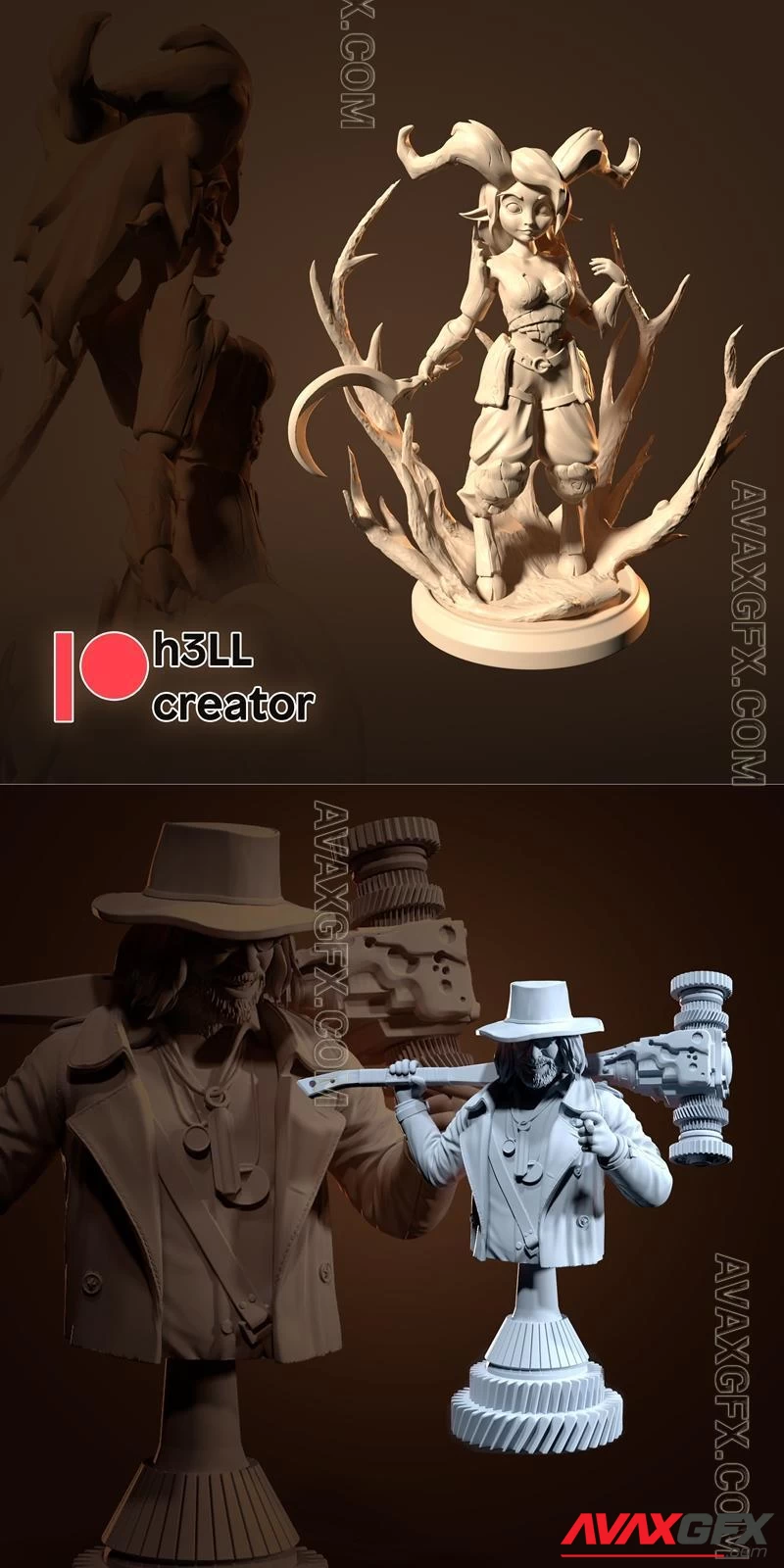 h3LL creator - Satyr with sickle and Heisenberg Bust - STL 3D Model
