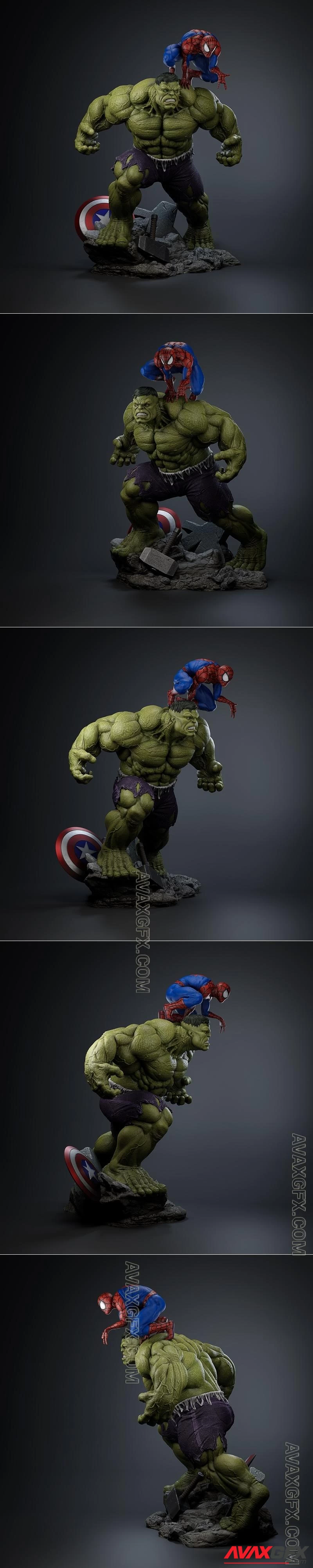 Hulk and Spiderman - STL 3D Model