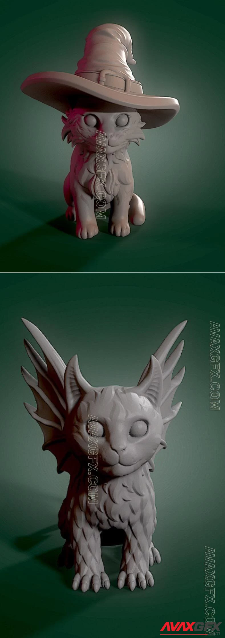 Magic Kitten and Demonic Kitten - STL 3D Model