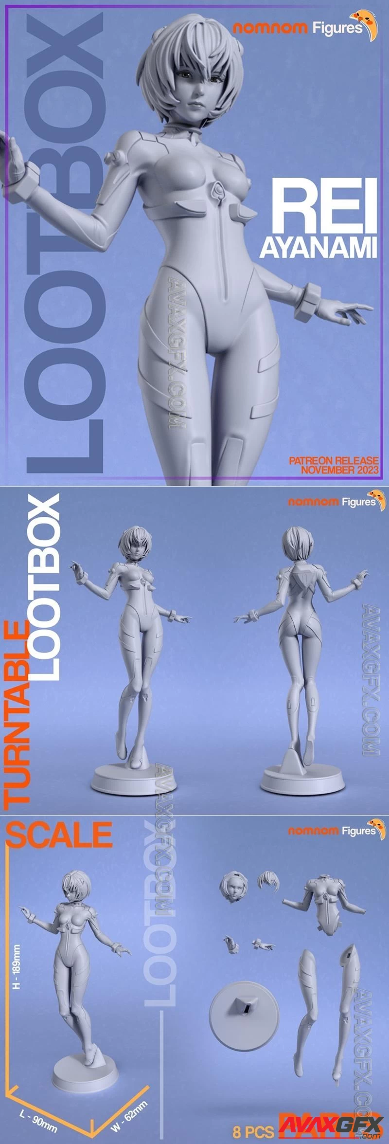 Nomnom Figures - Rei Ayanami