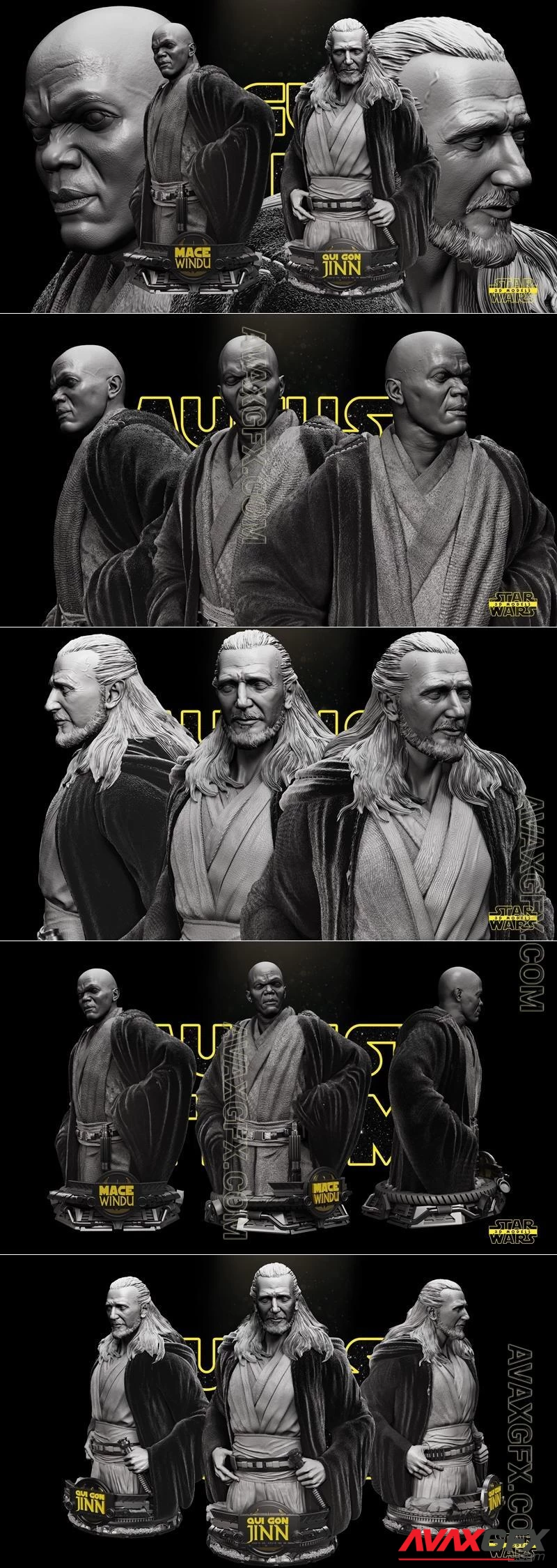 Star Wars - Mace Windu and Quin Gon Jinn Bust