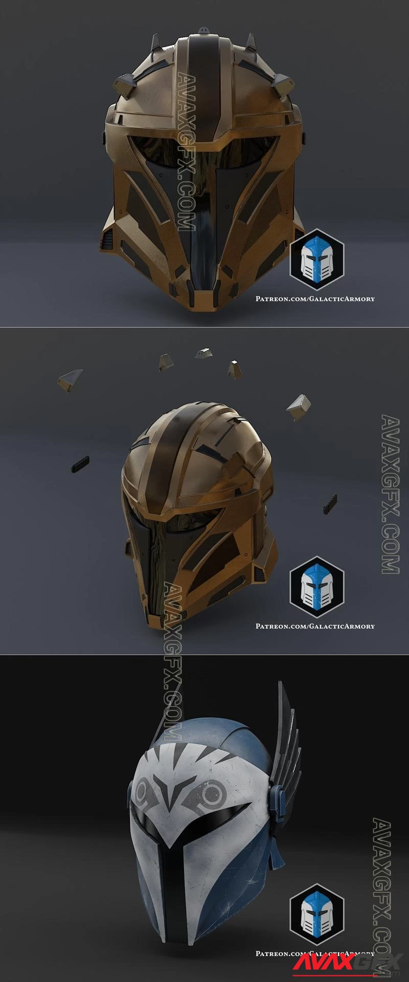 Armorer Spartan Helmet and Medieval Bo Katan Helmet