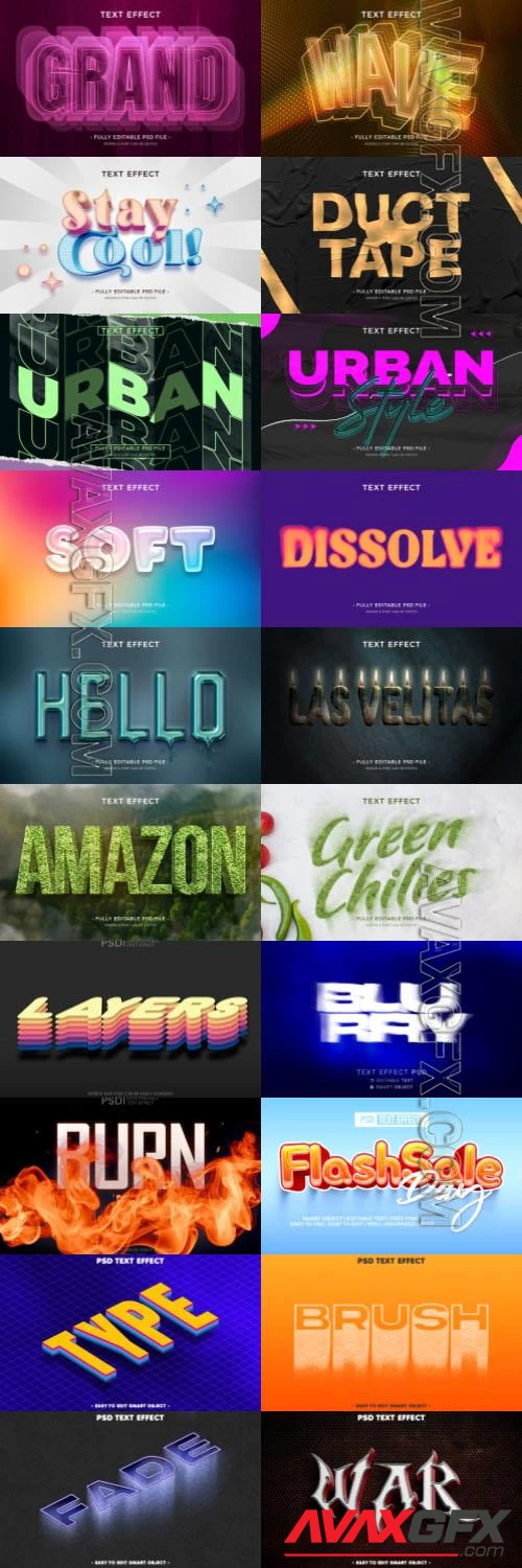 20 Psd style text effect editable set vol 70