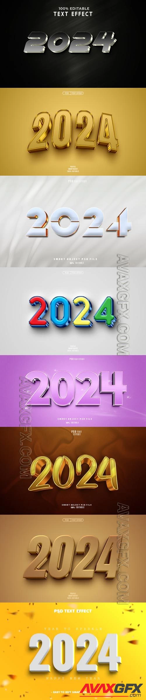 PSD new year 2024 3d editable text effect vol 10