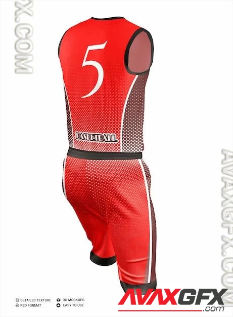 Basketball jersey and vcollar pants mockup PSD