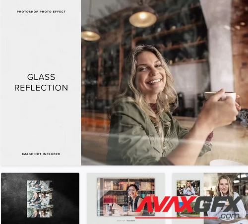 Glass Reflection Image Effect Mockup - 3LLU4GE