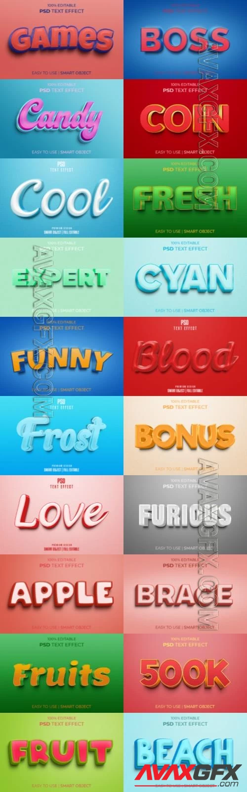 20 Psd style text effect editable set vol 56