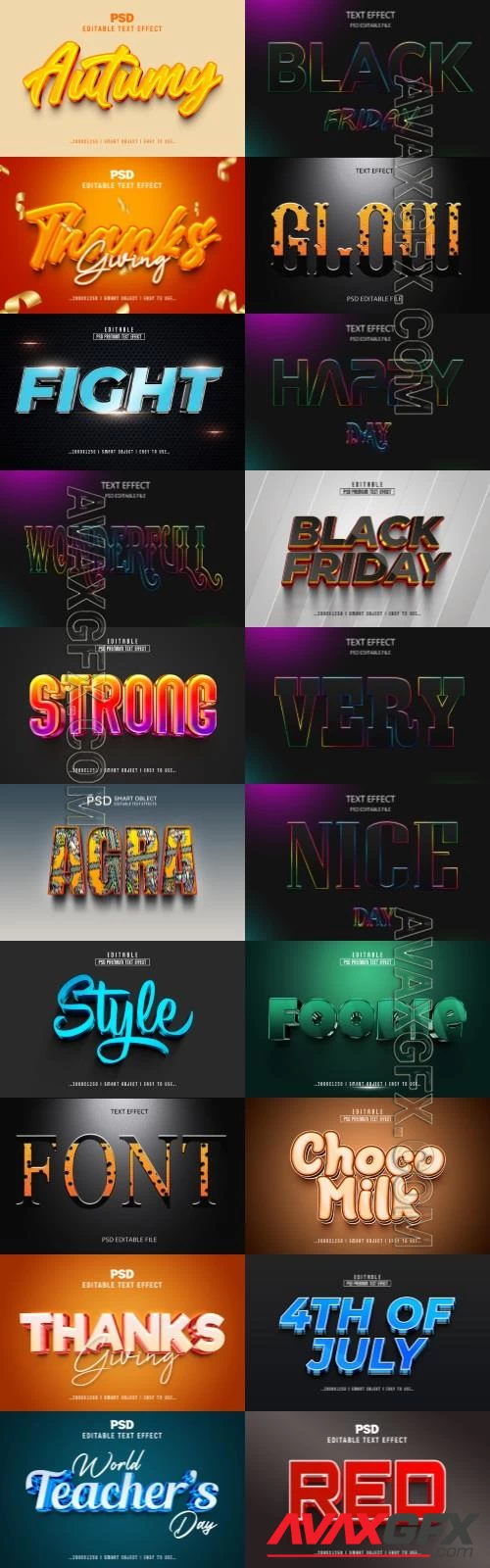 20 Psd style text effect editable set vol 60