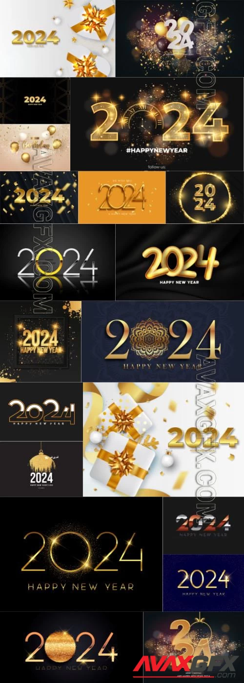 Happy new 2024 year, Merry christmas vector illustration