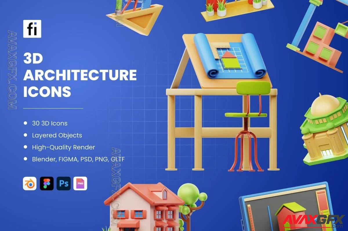 3D Architecture Icons