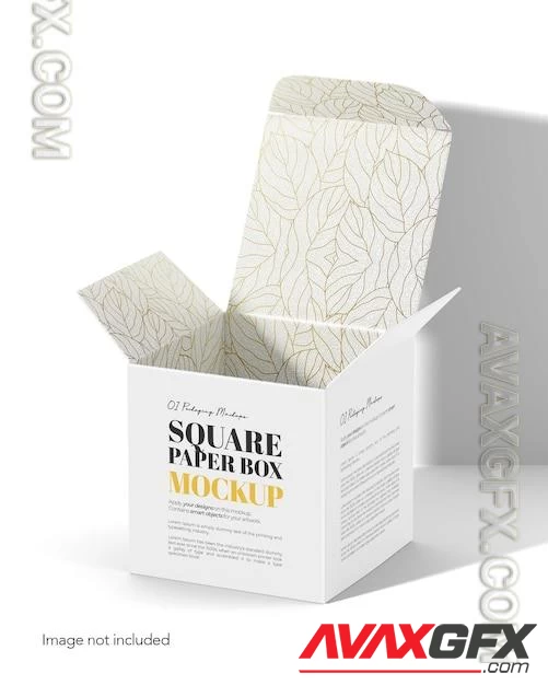 Square open paper box side view psd mockup 85935149