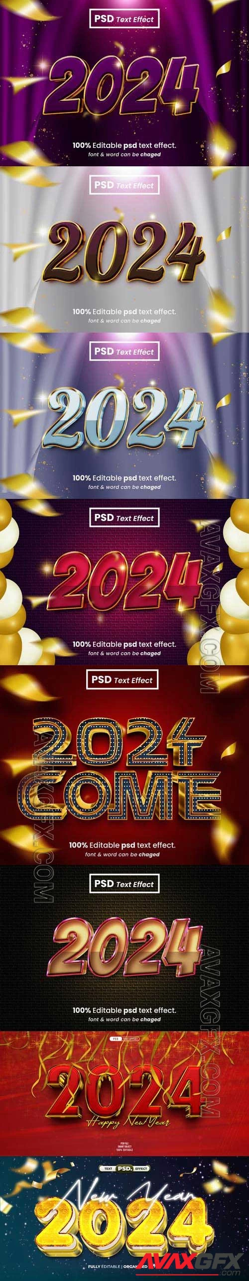 PSD new year 2024 3d editable text effect vol 3