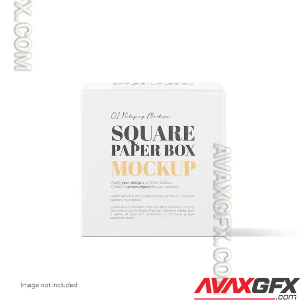 Square paper box front view psd mockup 85934921