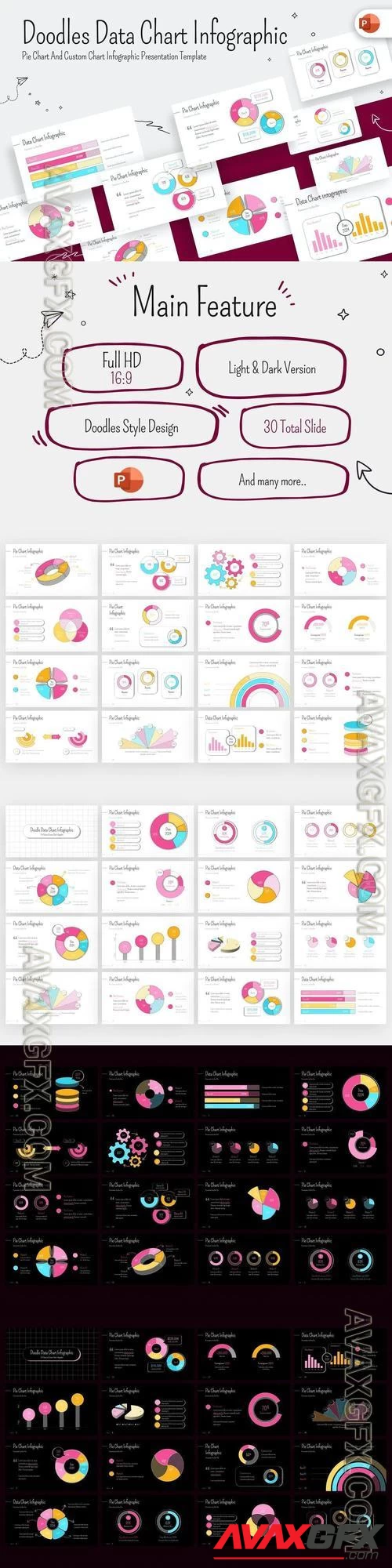 Doodle Data Chart Infographic PowerPoint Template