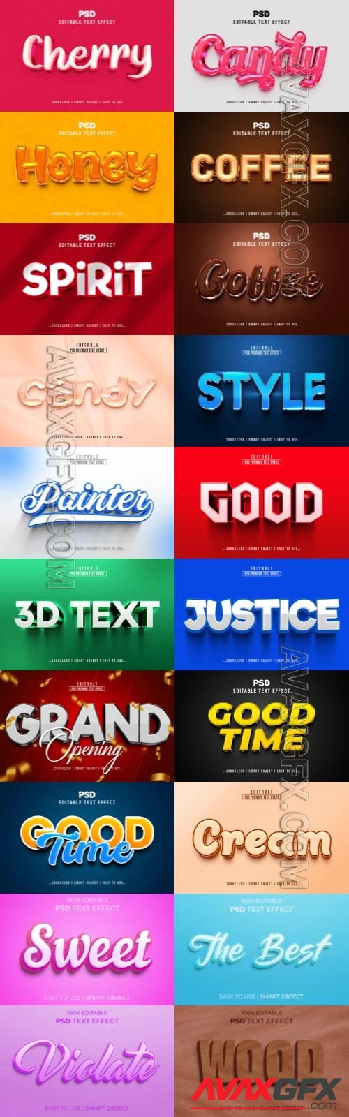 20 Psd style text effect editable set vol 59