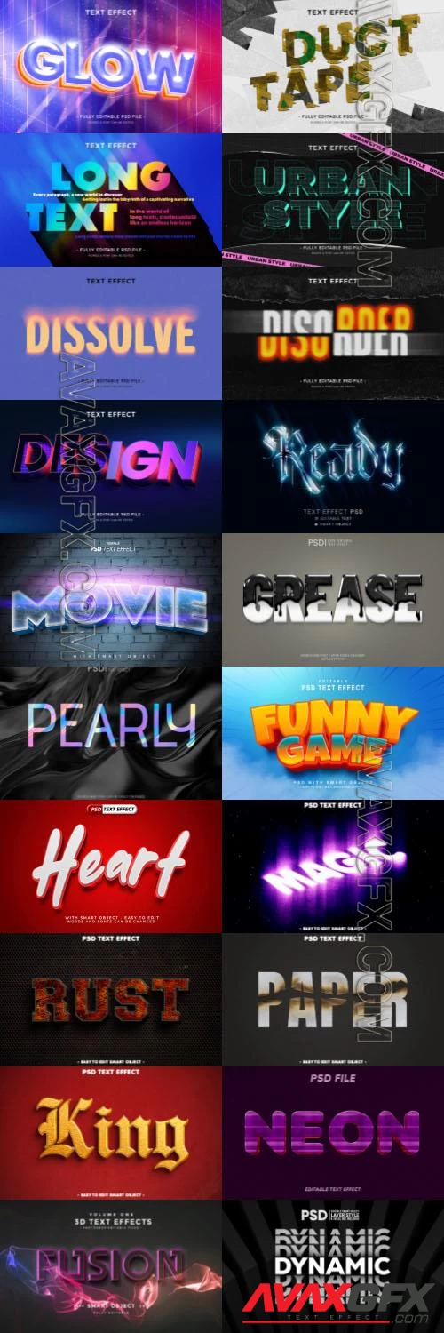 20 Psd style text effect editable set vol 68