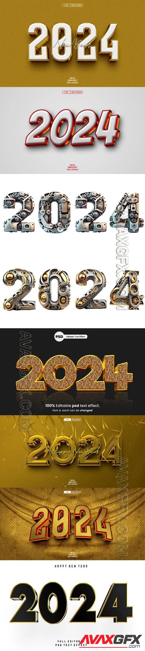 PSD new year 2024 3d editable text effect vol 7