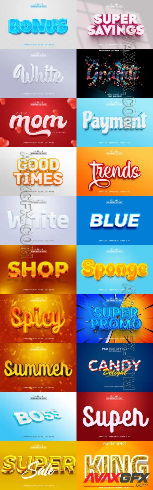 20 Psd style text effect editable set vol 66