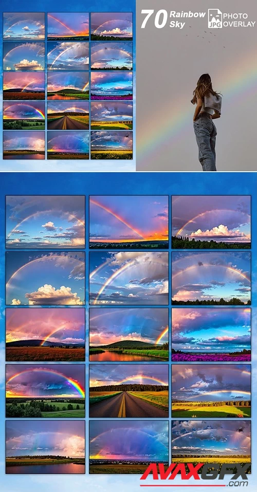 70 Rainbow sky Overlays - 91610533
