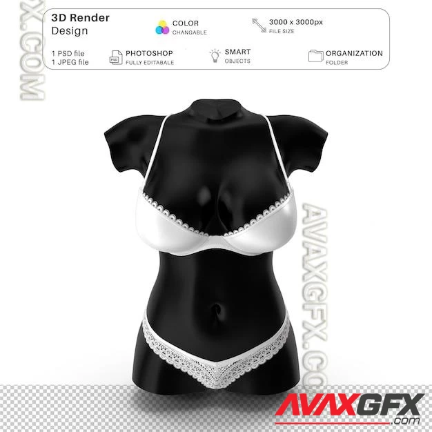 Female mannequin wearing lingerie mockup 3d modeling psd file realistic lingerie 85907153