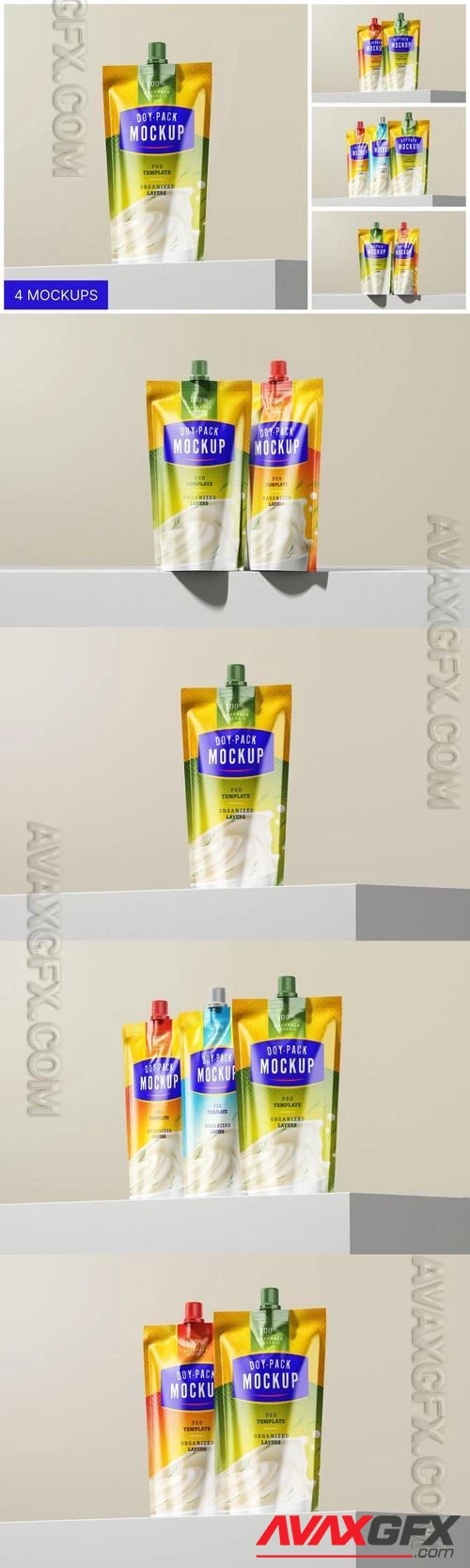Doypack Standing Pouch Packaging Mockup Set