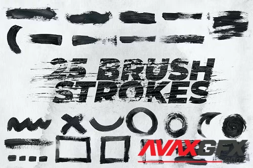 25 Black Brush Stroke Texture Isolated For Overlay - FNQ5UMX