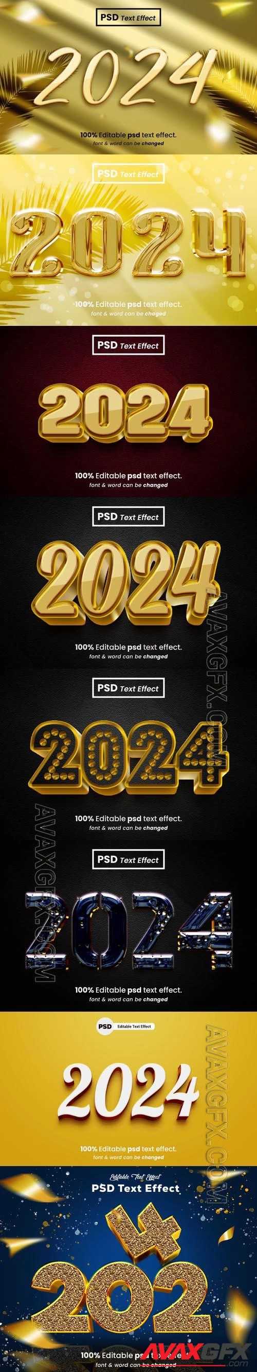 PSD new year 2024 3d editable text effect vol 5