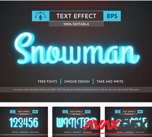 Snowman - Editable Text Effect - 91580937