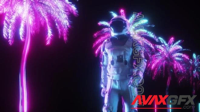 MA - Sci-Fi Walking Astronaut With Neon Palms 1622401