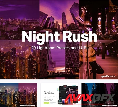 20 Night Rush Lightroom Presets and LUTs - J62QAL6