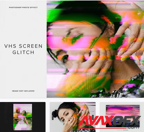 VHS Screen Glitch PSD Photo Effect - KZ6KWMK