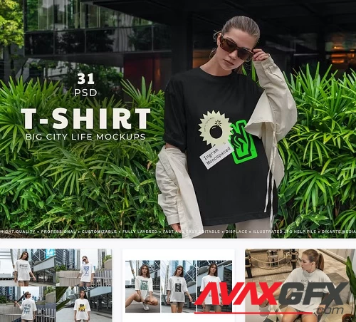 T-Shirt Mockup Model in Big City - DD4SKQ7