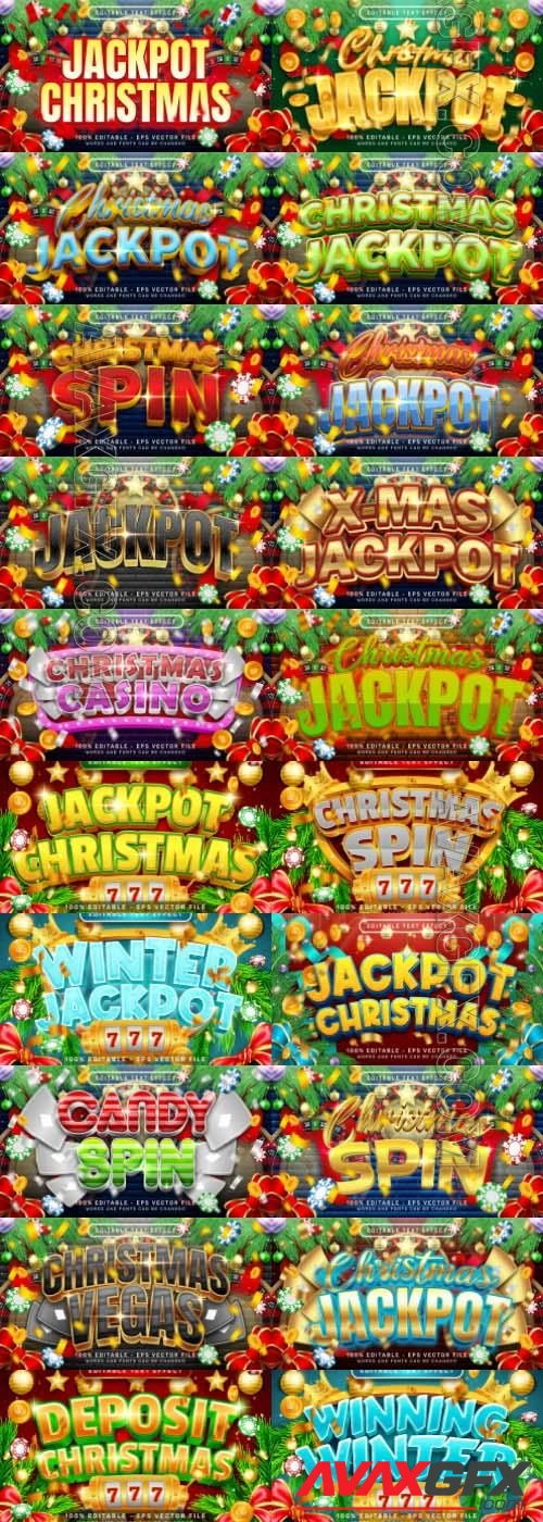 Christmas jackpot, Royal Casino, Poker, Christmas spin, 3d text effect editable set