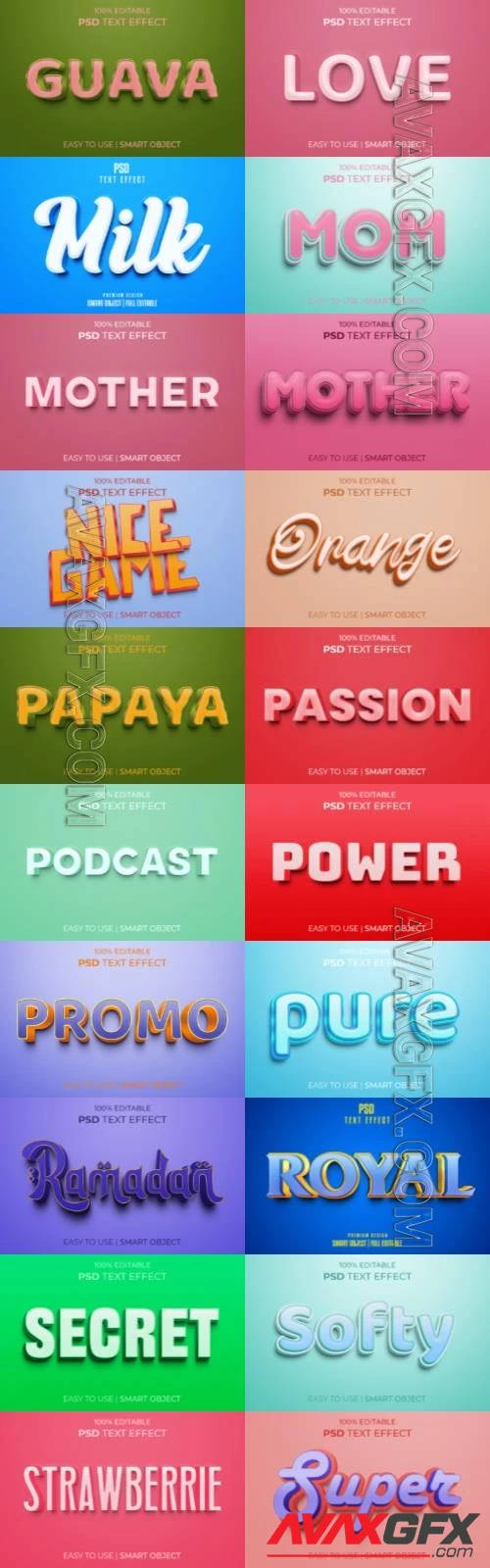 20 Psd style text effect editable set vol 57