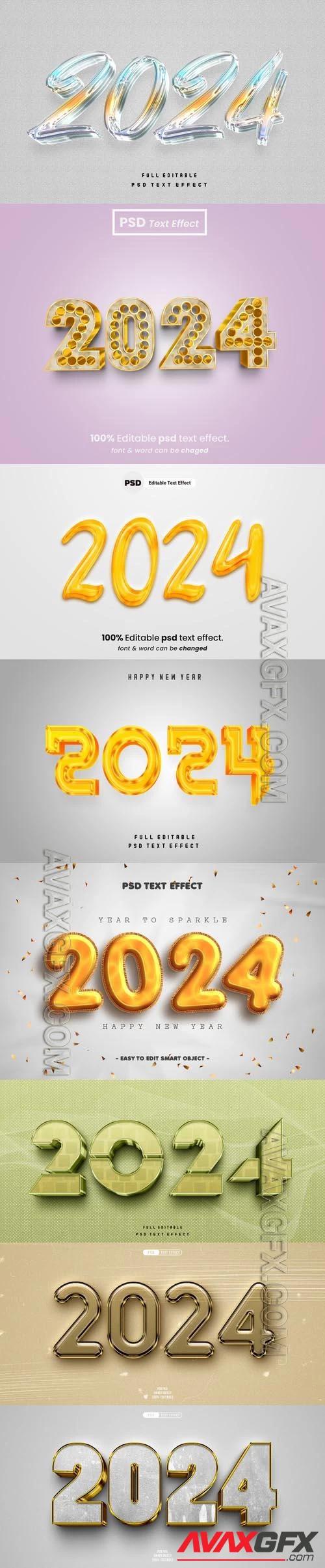 PSD new year 2024 3d editable text effect vol 6