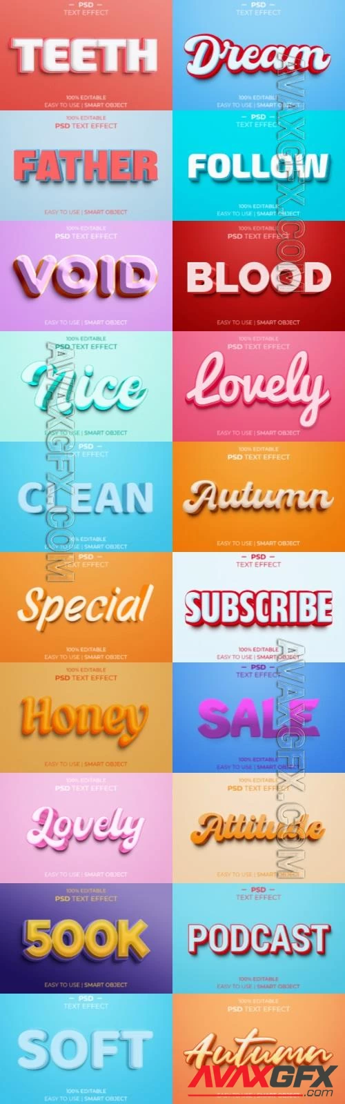 20 Psd style text effect editable set vol 55